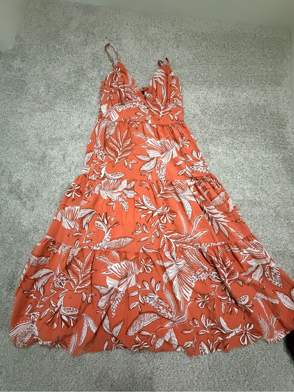 wild fable Rust-Orange Floral Tiered Maxi Dress